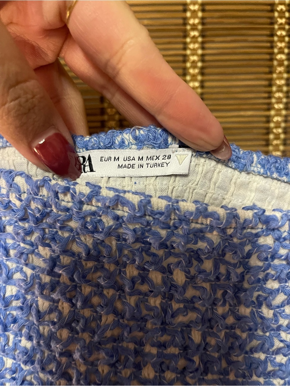 591. Smocked Blue Cropped Top - Women - Picture 2 of 4